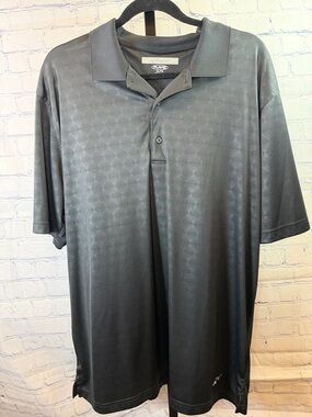 Greg Norman Collection Men's Black Diamond-Textured Polo